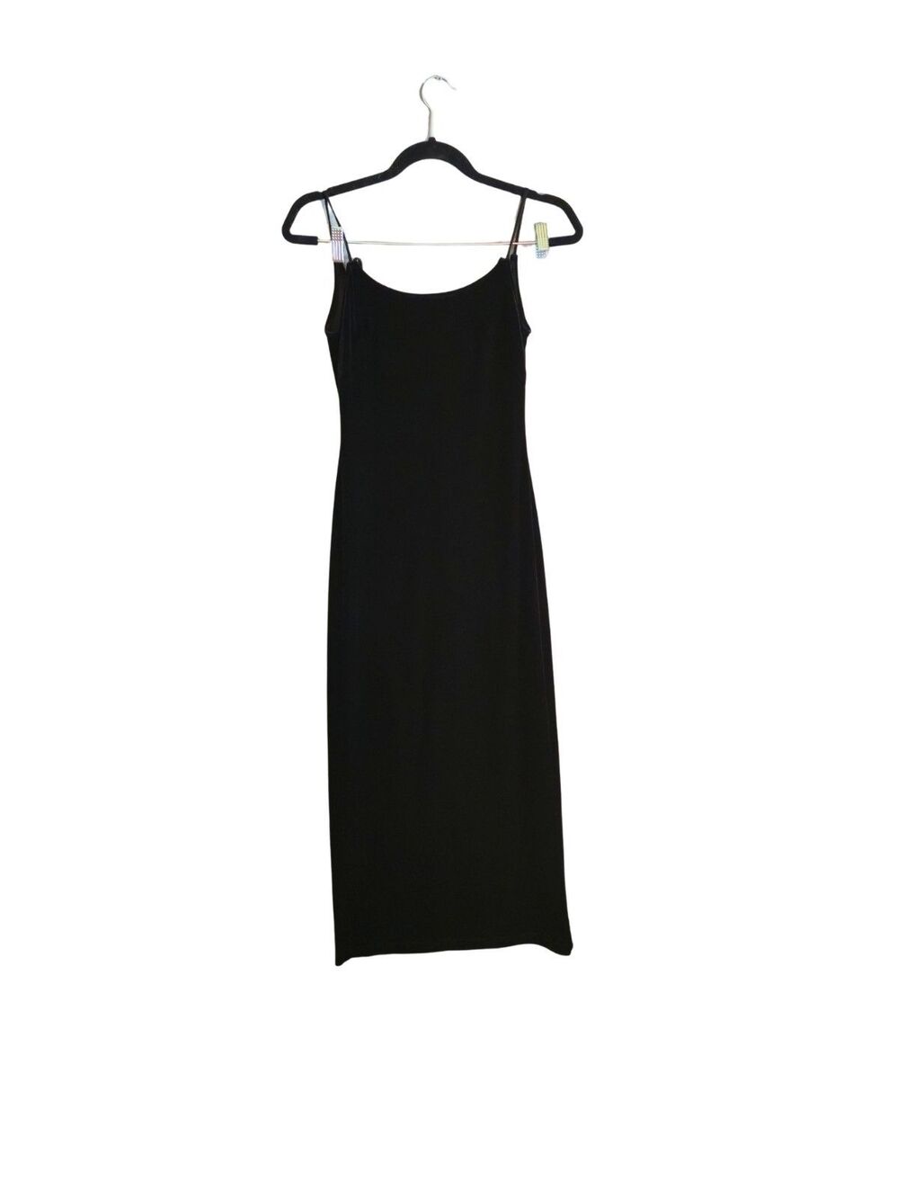 Vintage 90s Black Maxi Dress Sz XS Little Black Dress Minimalist Strappy Evening